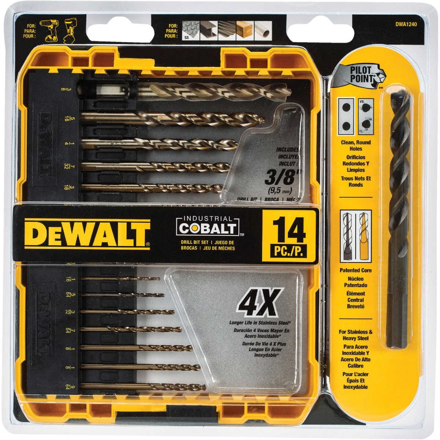 DEWALT 14-Piece Cobalt Drill Bit Set, 1/16 In. thru 3/8 In. Image 1