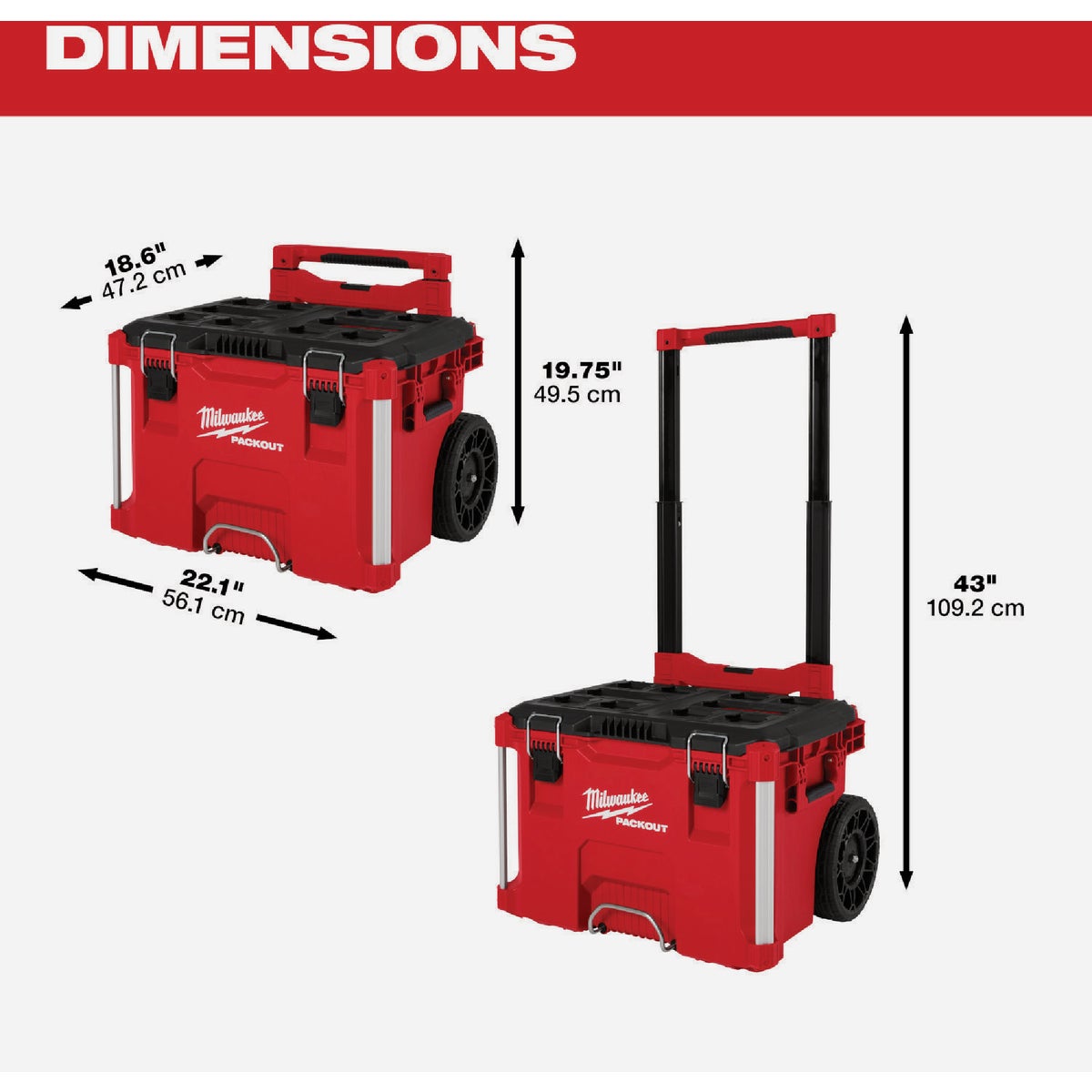 Milwaukee Low-Profile Handle for PACKOUT Rolling Tool Box Image 3
