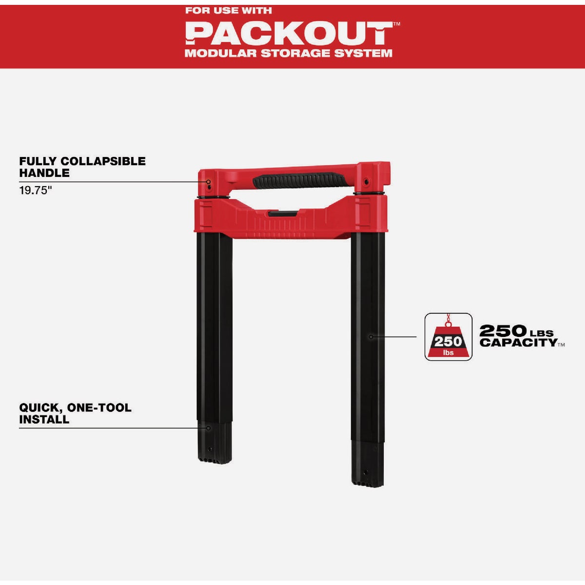 Milwaukee Low-Profile Handle for PACKOUT Rolling Tool Box Image 2