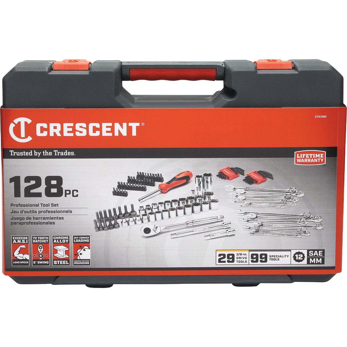 Crescent 3/8 In. Drive 12-Point Standard/Metric Mechanic & Automotive Tool Set (128-Piece) Image 2