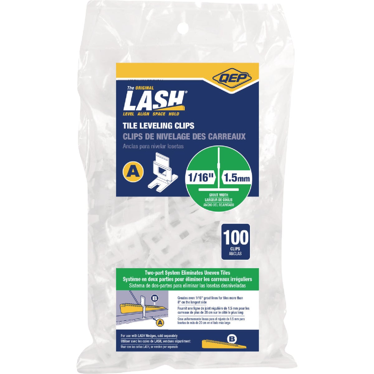 QEP Lash 1/16 In. Tile Leveling Clips (100-Pack) Image 7