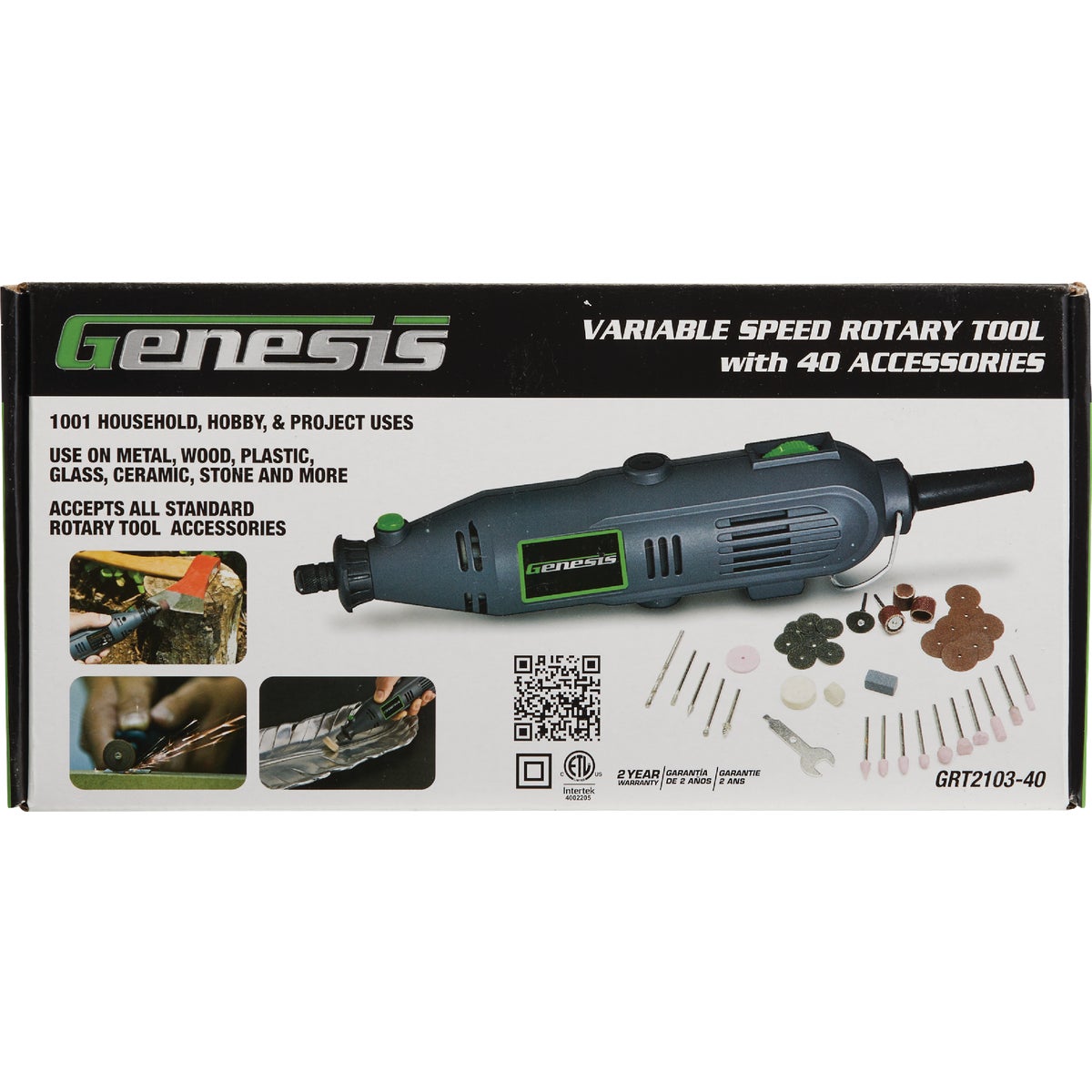 Genesis 120V 1A Variable Speed Electric Rotary Tool Kit with 40 Accessories Image 2