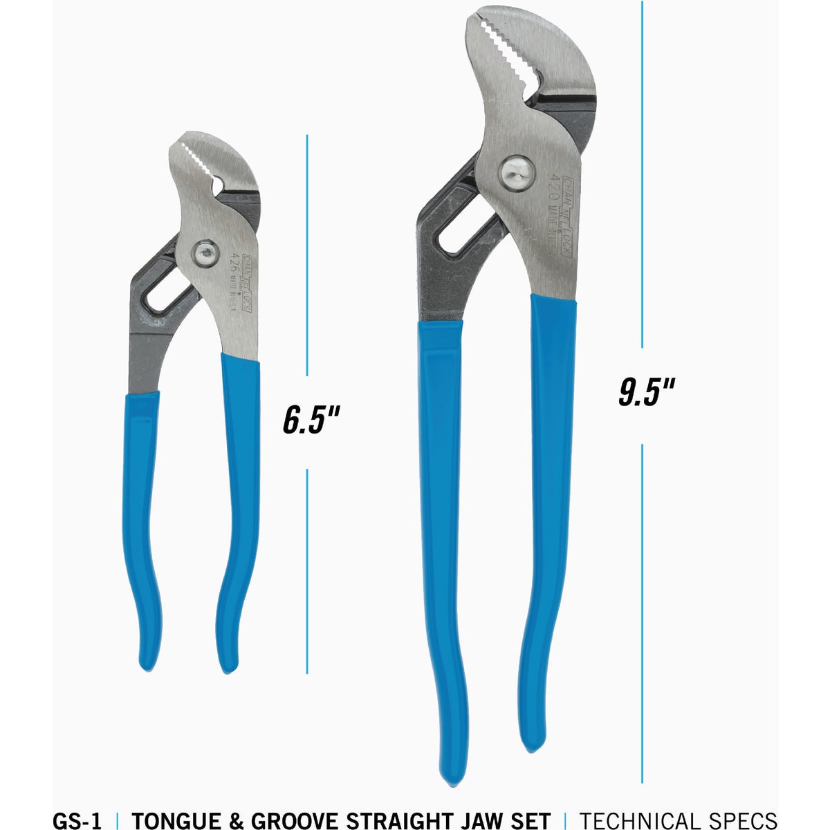 Channellock 6-1/2 In. and 9-1/2 In. Groove Joint Plier Set (2-Piece) Image 2