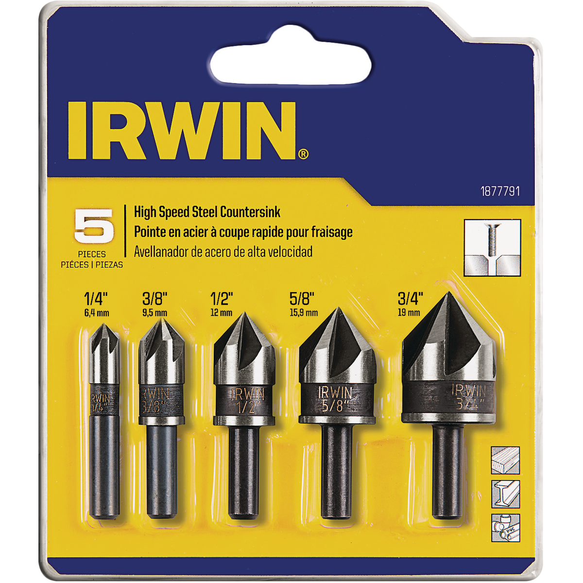 Irwin 5-Piece Black Oxide Metal Countersink Bit Set