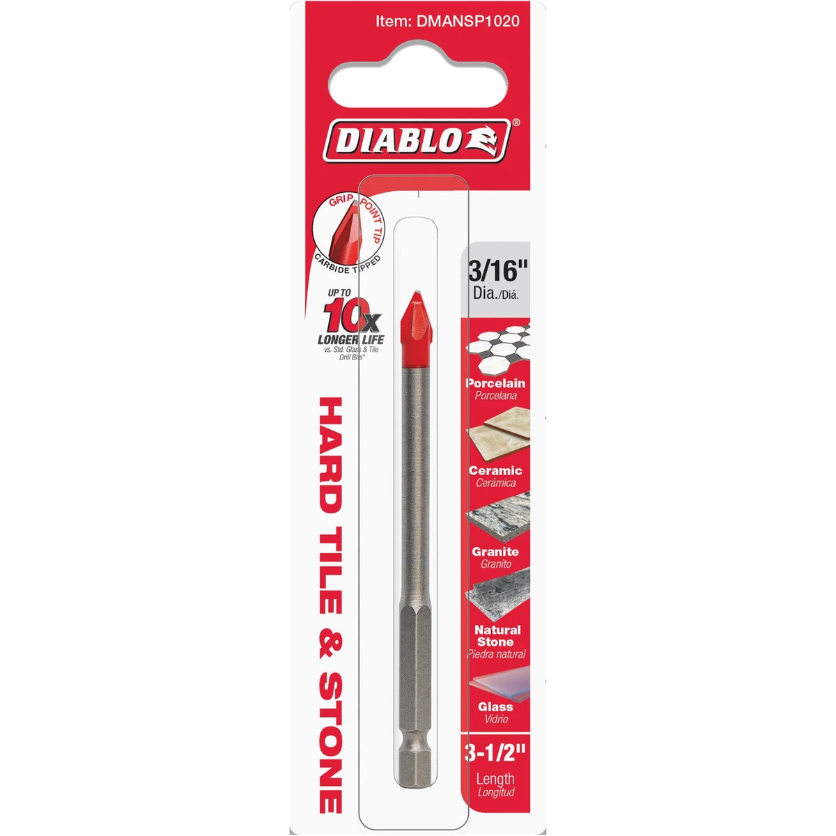 Diablo 3/16 In. x 3-1/2 In. Carbide Tipped Glass, Tile & Stone Drill Bit Image 2