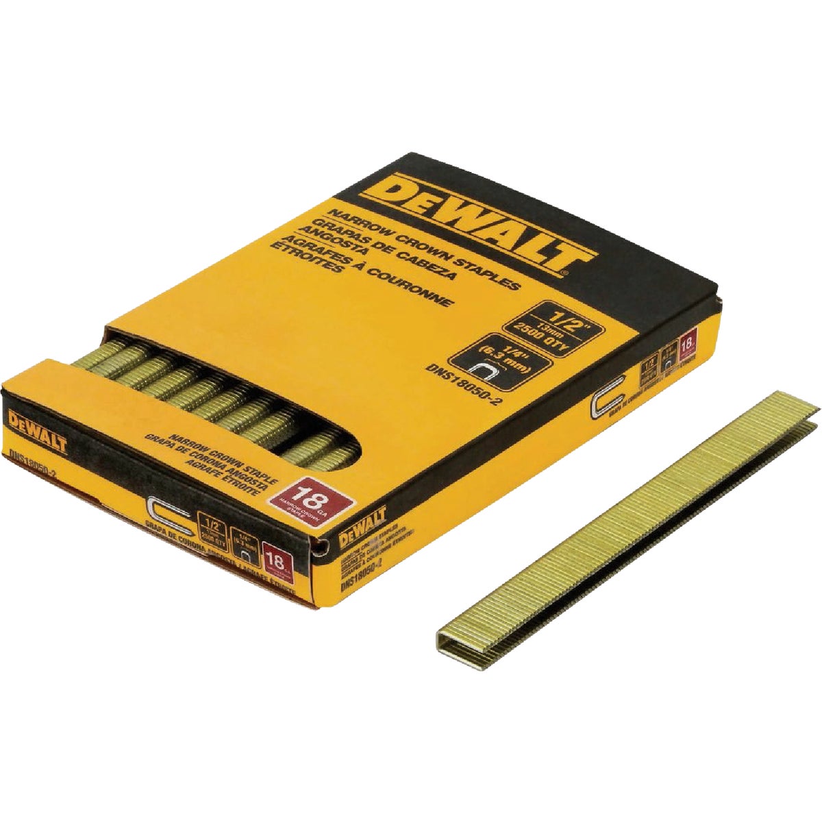 DEWALT 1/4 In. x 1/2 In. 18-Gauge Collated Crown Staples (2500 Ct.)