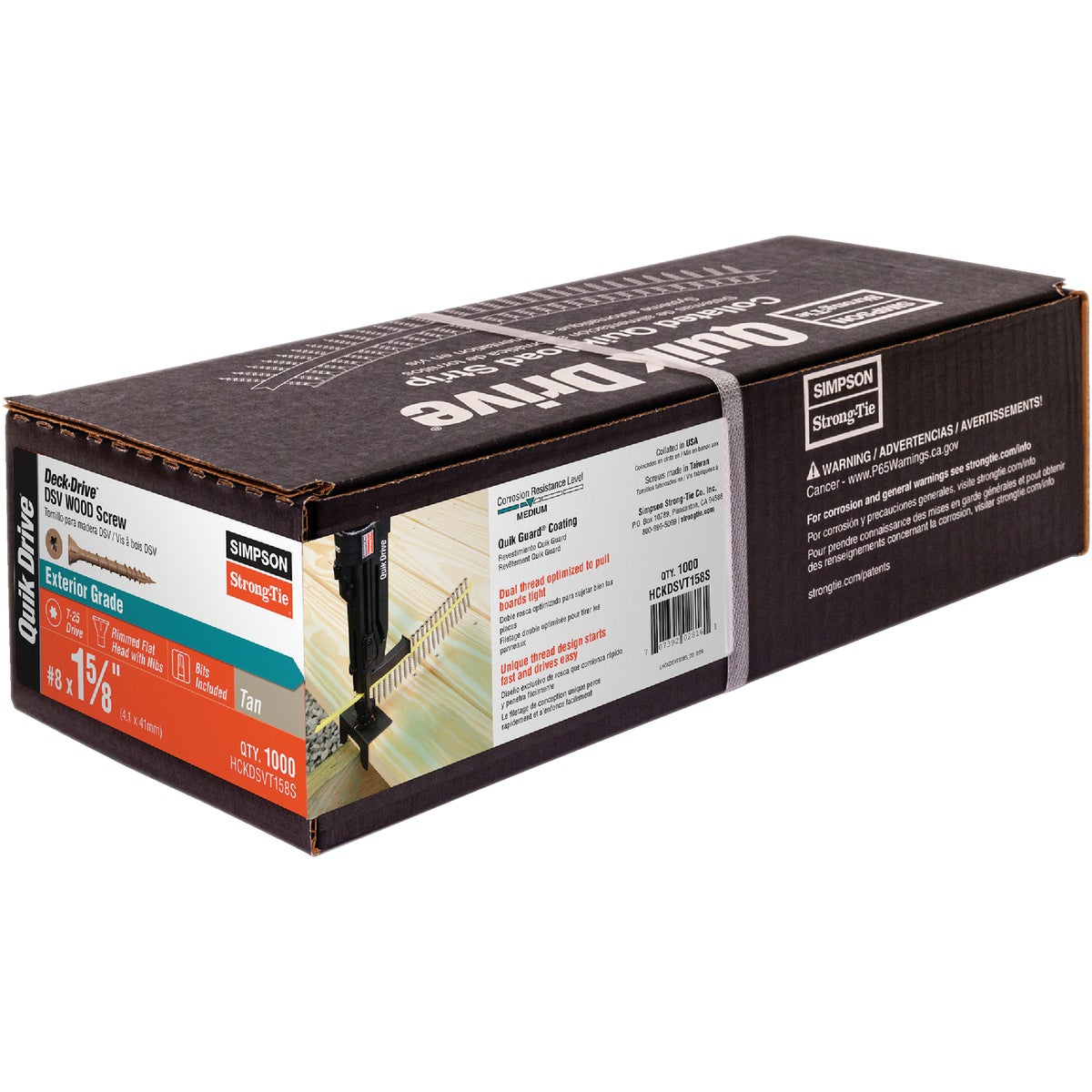 Deck-Drive DSV WOOD Screw (Collated)  #8 x 1-5/8 in. T25 6-Lobe, Tan (1000-Qty) Image 3