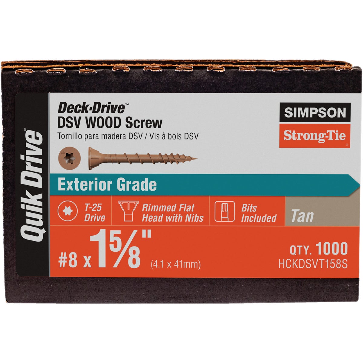 Deck-Drive DSV WOOD Screw (Collated)  #8 x 1-5/8 in. T25 6-Lobe, Tan (1000-Qty) Image 2
