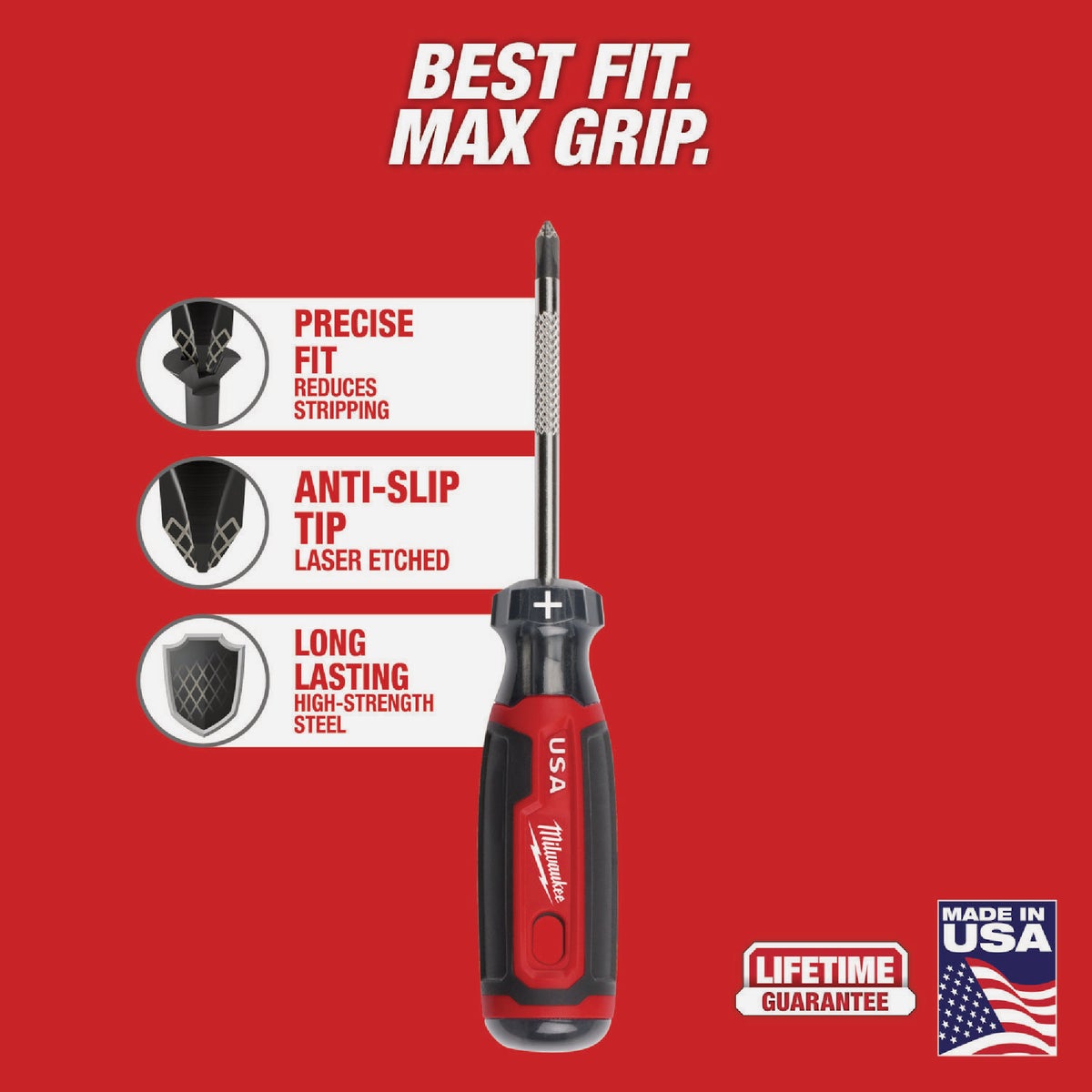 Milwaukee #1 x 3 In. Phillips Screwdriver with Cushion Grip Image 2