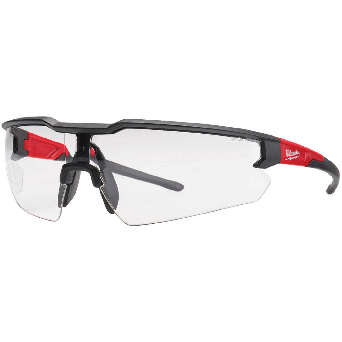 Milwaukee Red & Black Frame Safety Glasses with Clear Fog-Free Lenses Image 1