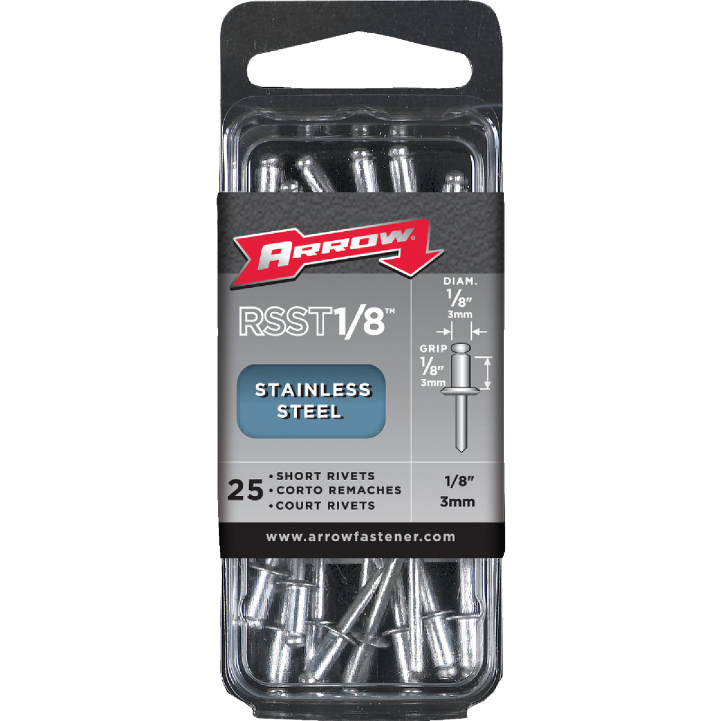 Arrow 1/8 In. x 1/8 In. Stainless Steel Rivet (25-Count) Image 1