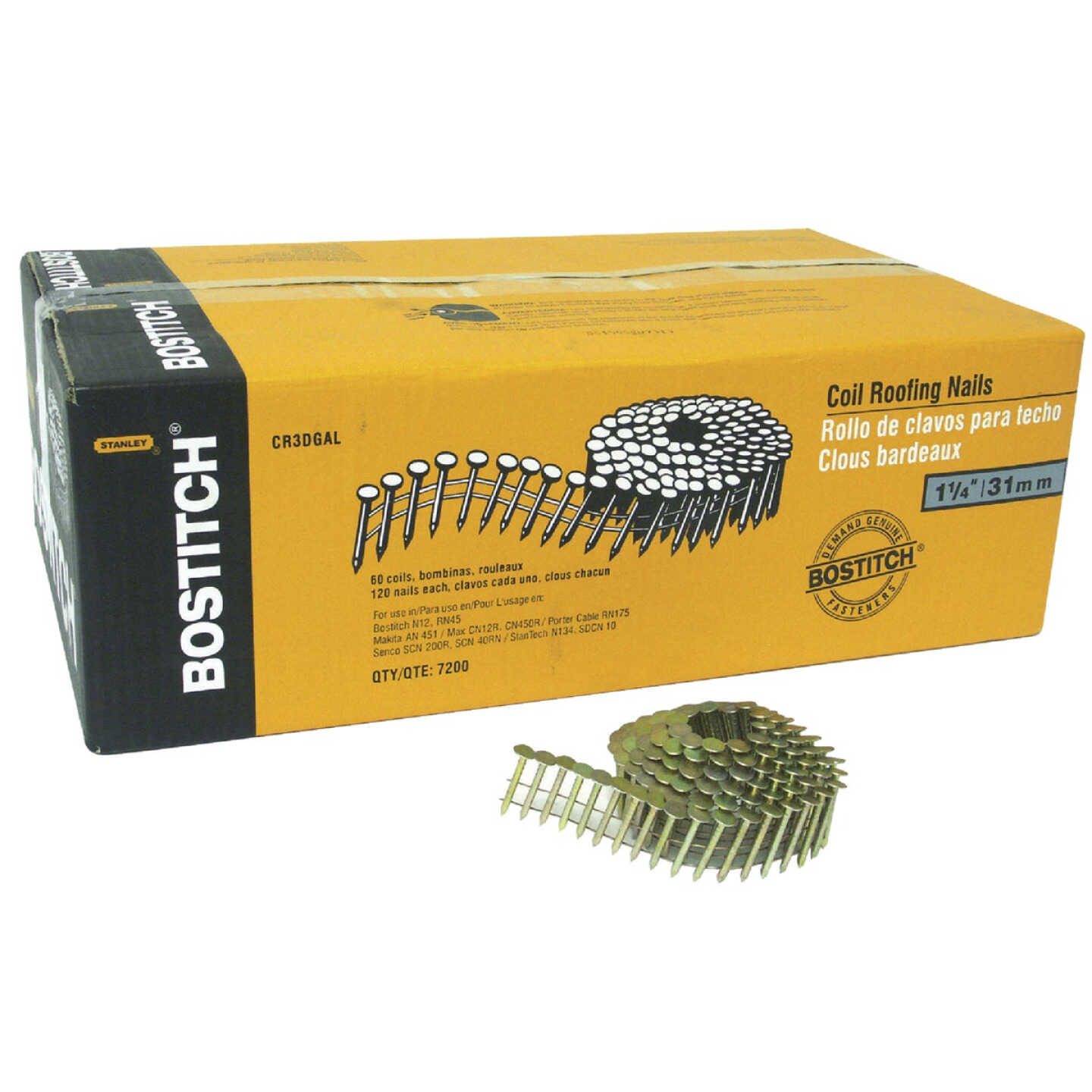 Bostitch 1-1/4 In. x 0.120 In. 15 Degree Wire Weld Galvanized Coil Roofing Nail (7200 Ct.) Image 1