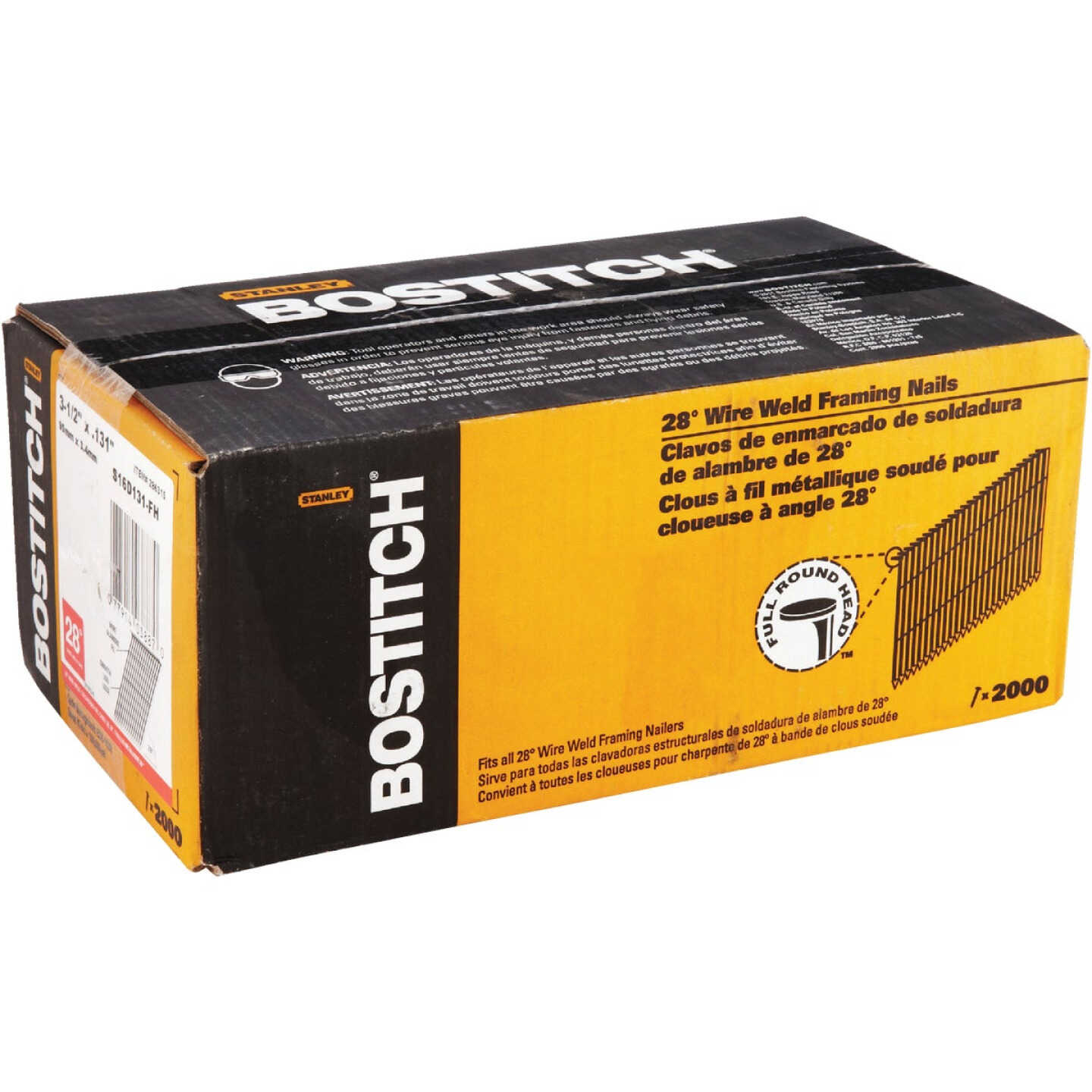 Bostitch 28 Degree Wire Weld Coated Offset Round Head Framing Stick Nail, 3-1/2 In. x .131 In. (2000 Ct.) Image 2