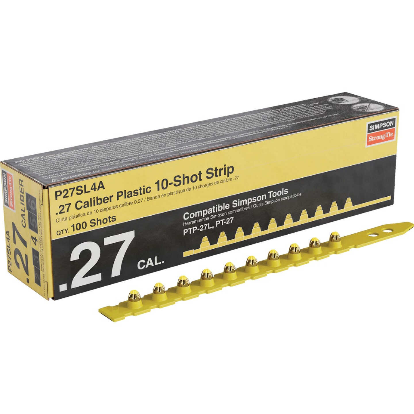 P27SL 0.27-Caliber Plastic, 10-Shot Strip Loads, Yellow - Imported (100-Qty) Image 1