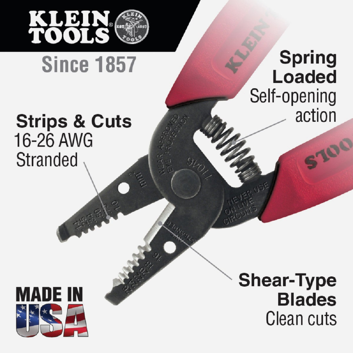 Klein 6 In. 16 AWG to 26 AWG Stranded Wire Stripper Image 5
