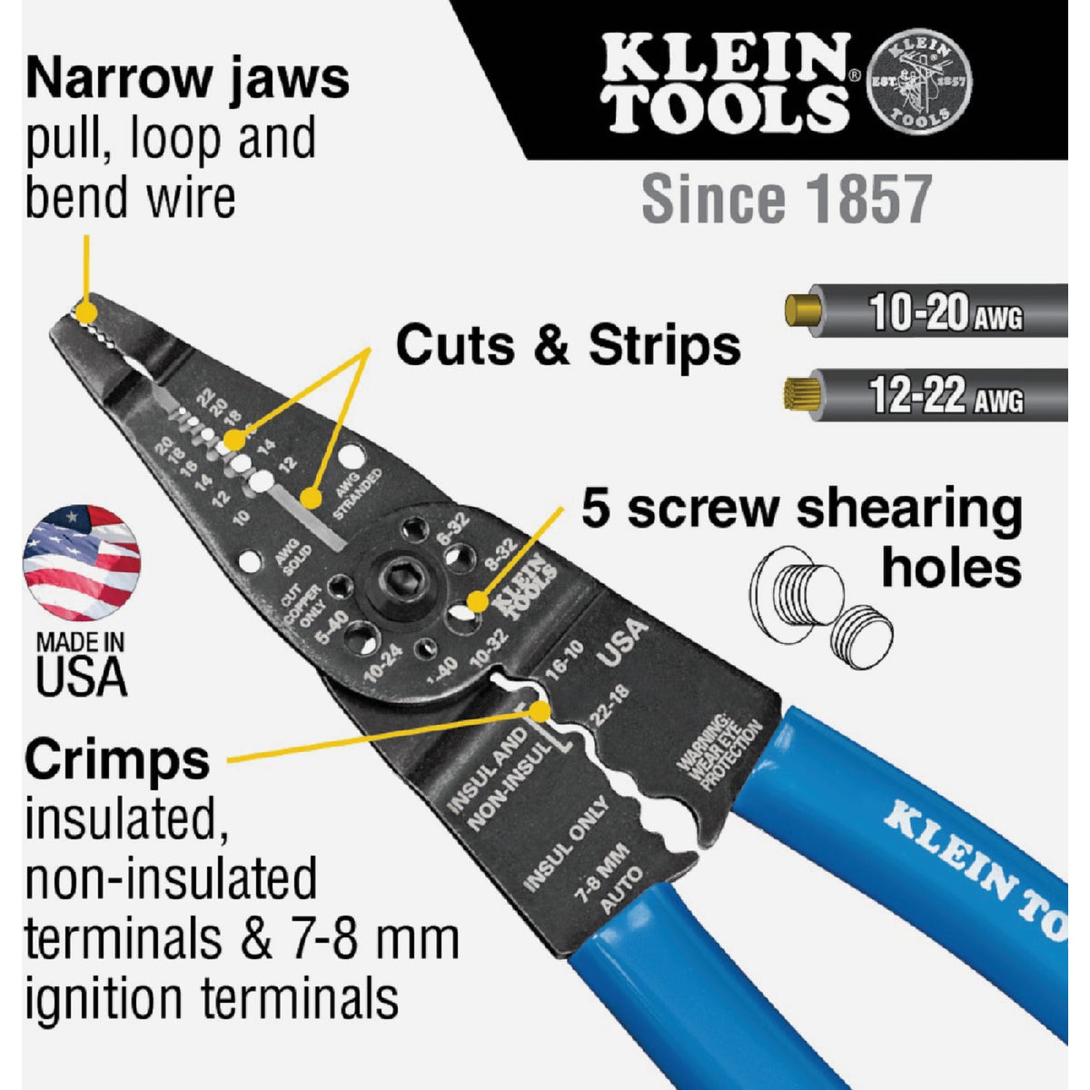 Klein 8-1/4 In. Long Nose All-Purpose Crimper & Stripper Image 2