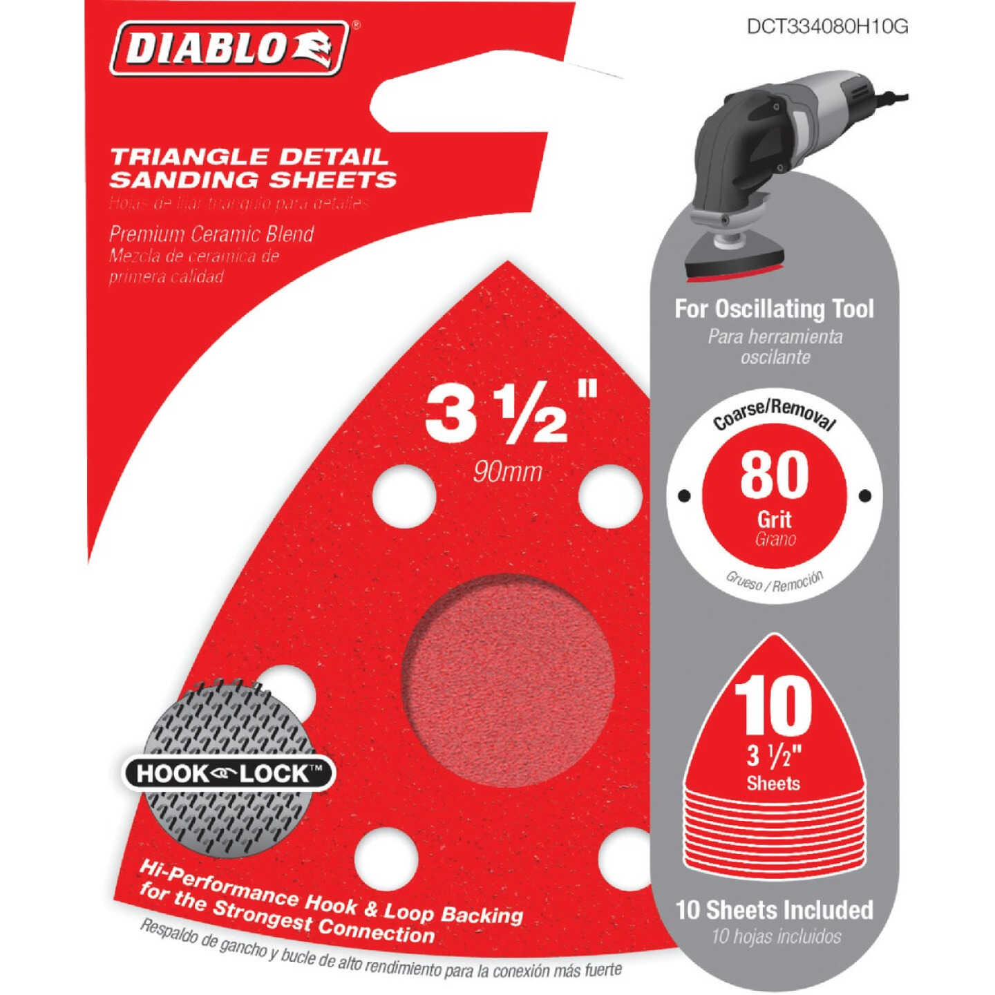 Diablo 80-Grit (Coarse) 3-1/2 In.Oscillating Detail Triangle Sanding Sheets (10-Pack) Image 1