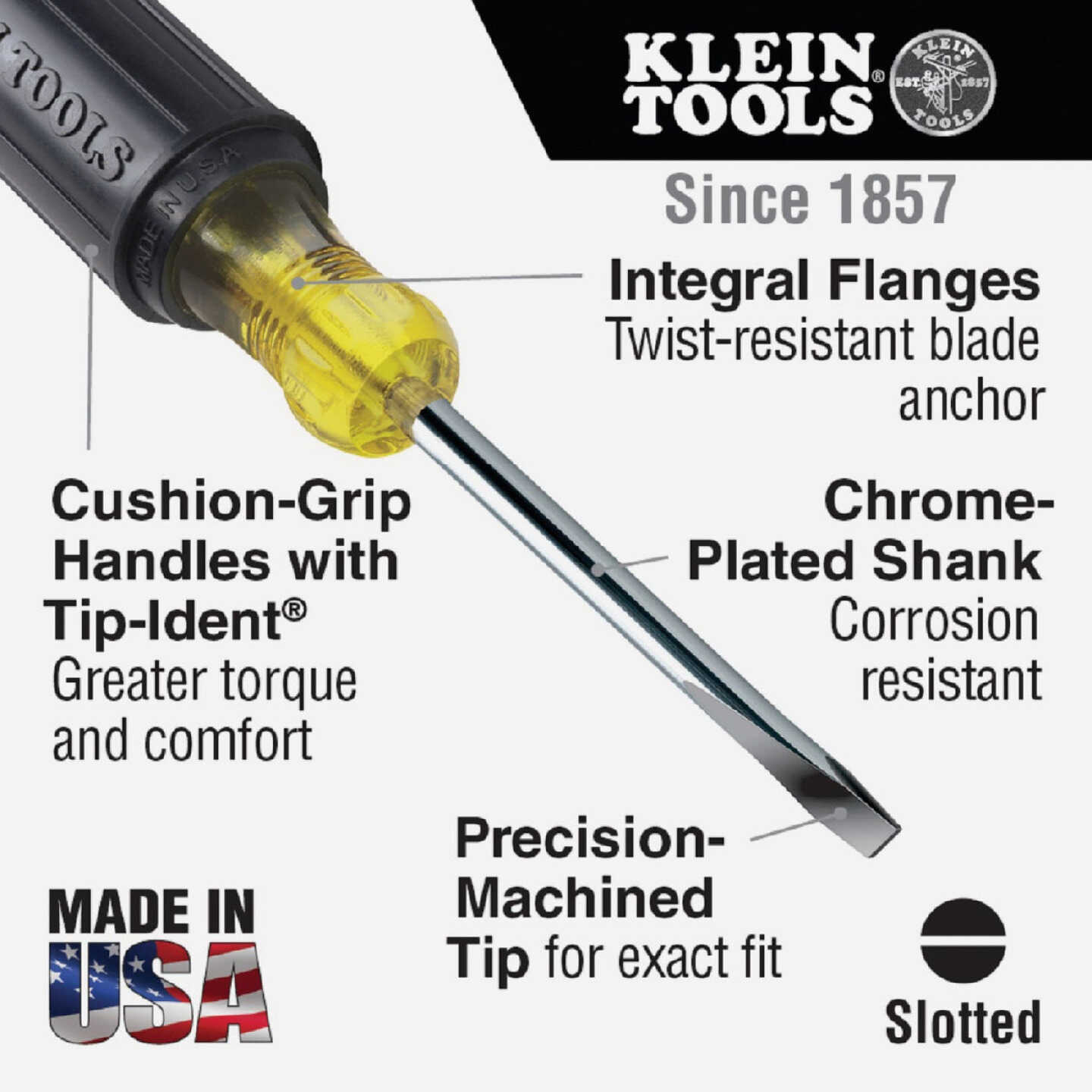 Klein 3/16 In. x 4 In. Cabinet-Tip Slotted Screwdriver Image 2