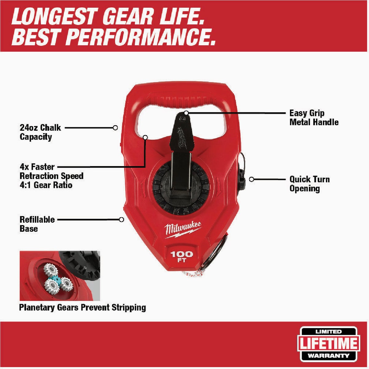 Milwaukee Extra Bold 100 Ft. Chalk Reel Image 2