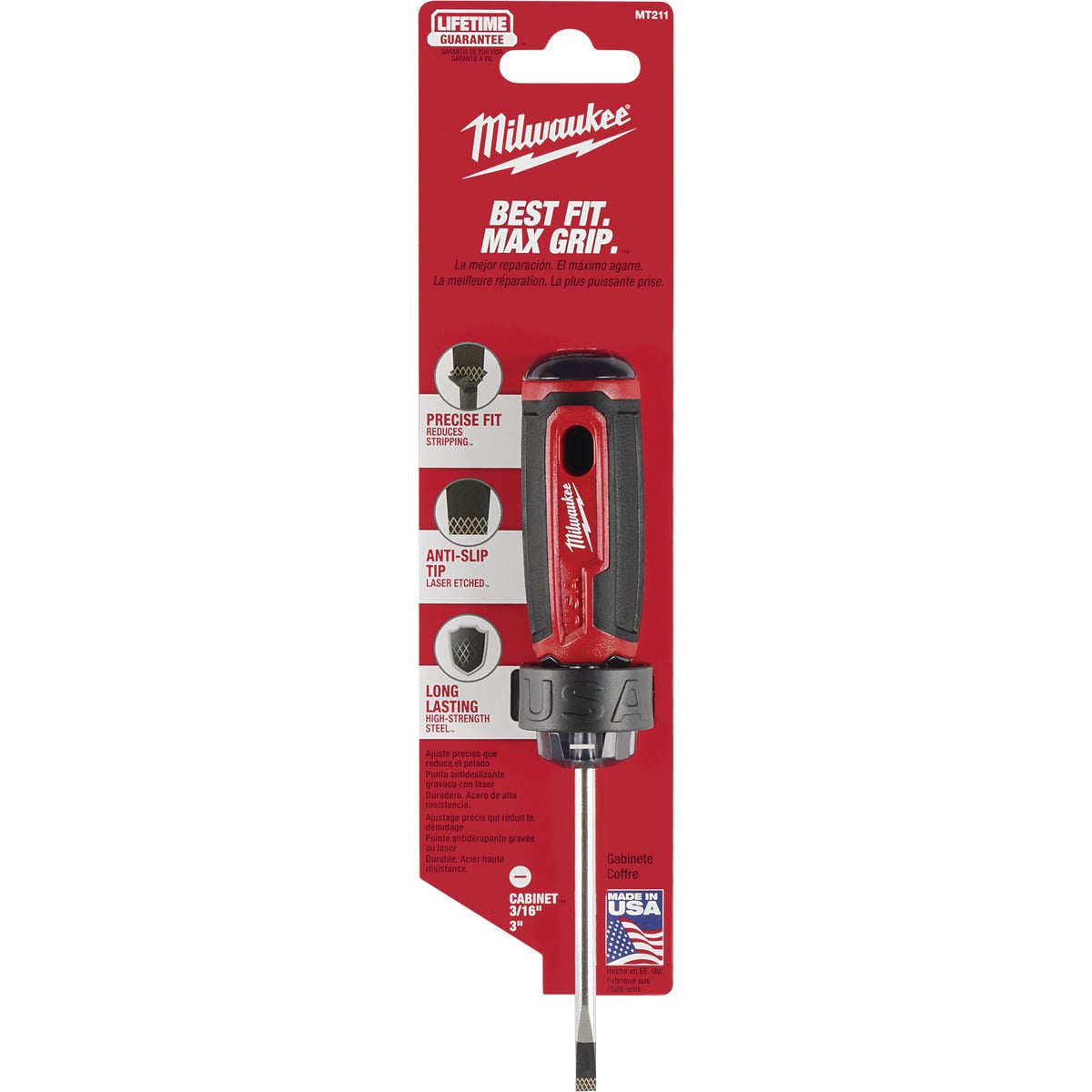 Milwaukee 3/16 In. x 3 In. Cushion Grip Cabinet Tip Slotted Screwdriver (USA) Image 7