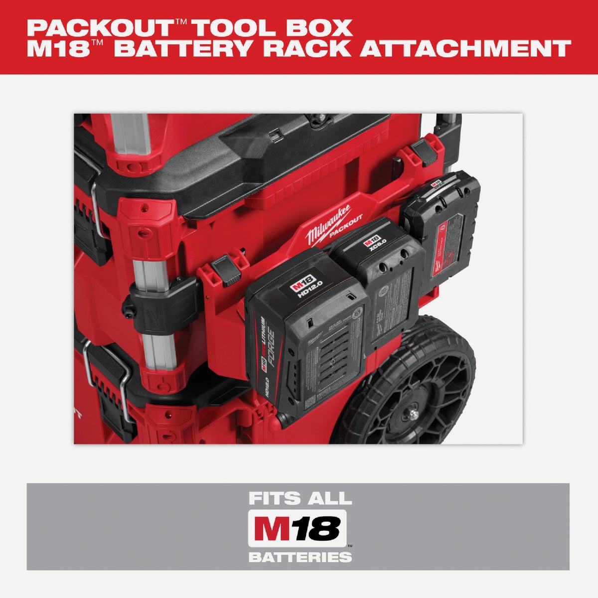 Milwaukee PACKOUT Tool Box M18 Battery Rack Attachment Image 7