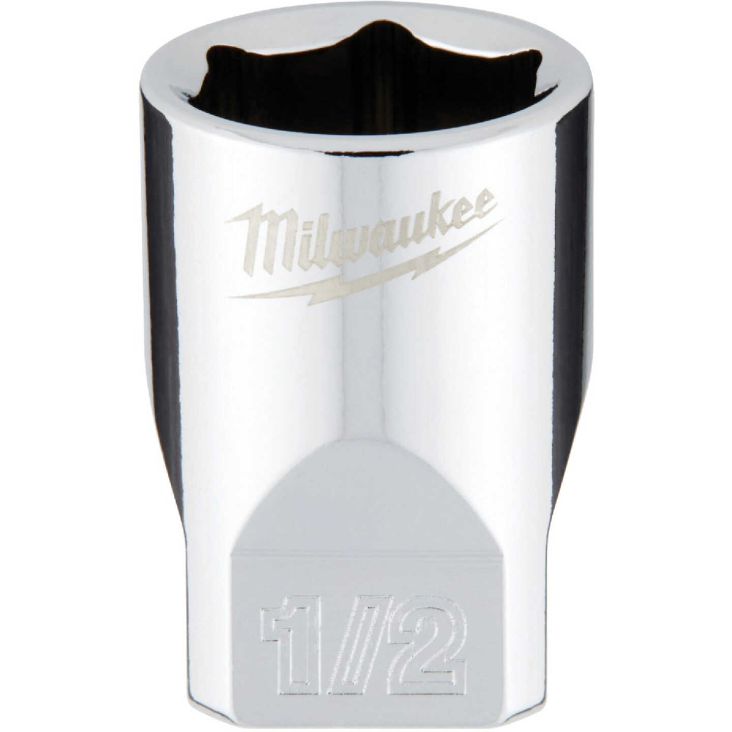 Milwaukee 1/4 In. Drive 1/2 In. 6-Point Shallow Standard Socket with FOUR FLAT Sides Image 1