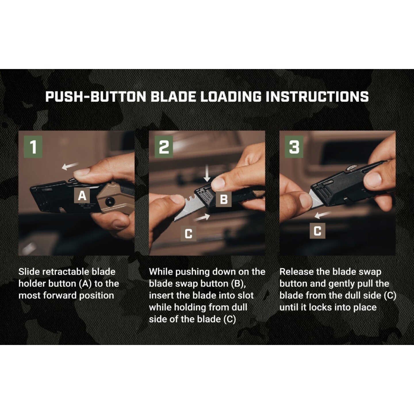 Spec Ops Retractable-Blade Folding Utility Knife with (3) Blades Image 4