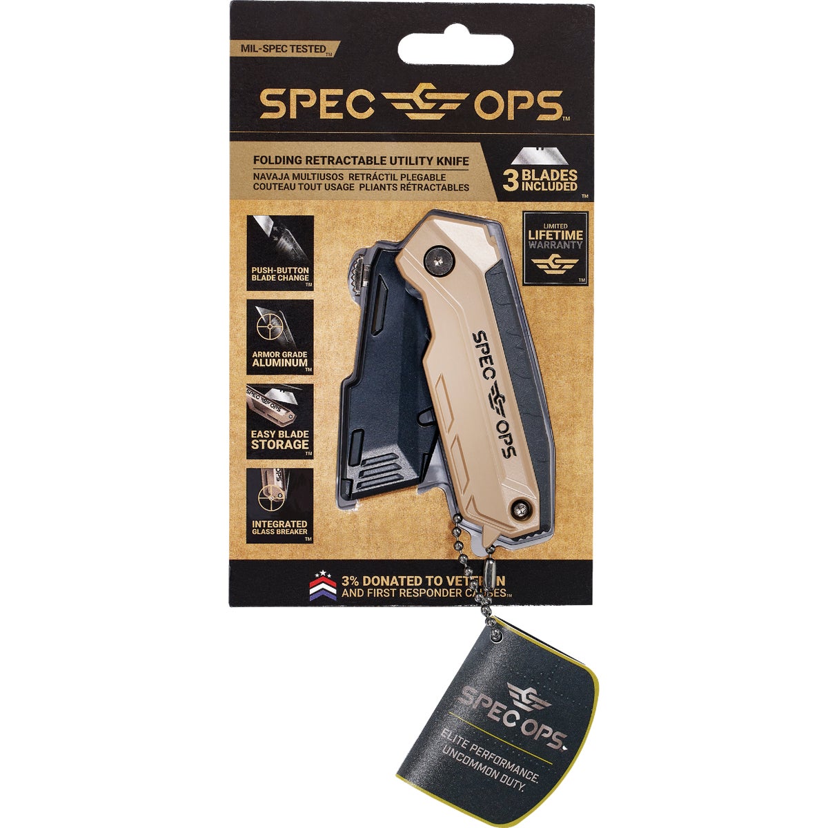 Spec Ops Retractable-Blade Folding Utility Knife with (3) Blades Image 6