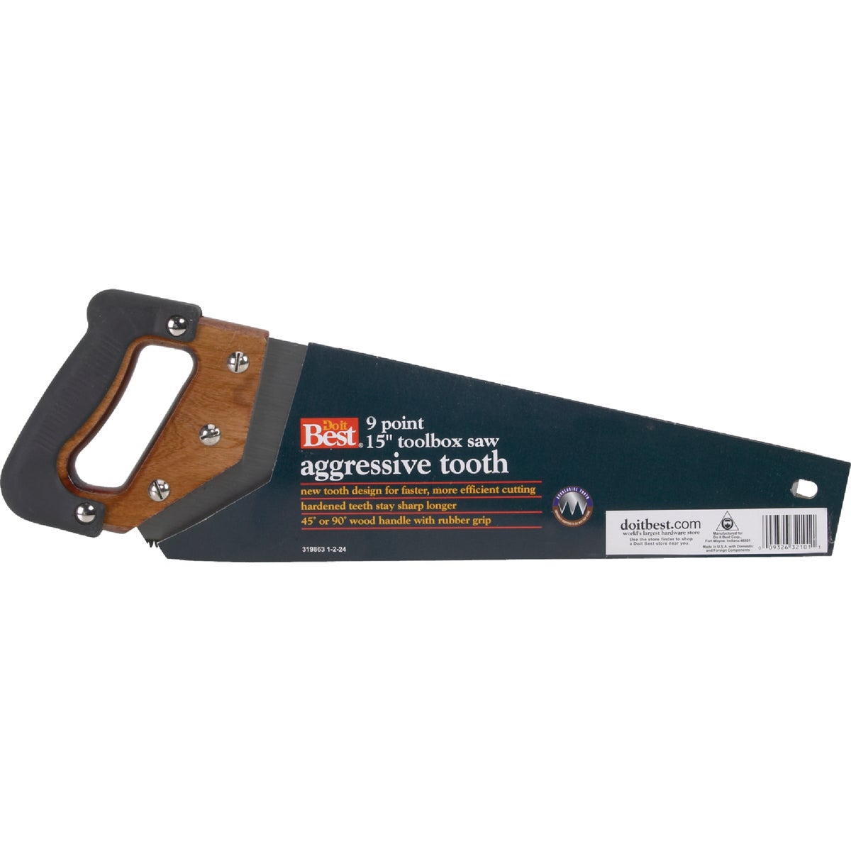 Do it Best 15 In. L. Blade 9 PPI Wood, Rubberized Grip Handle Hand Saw Image 2
