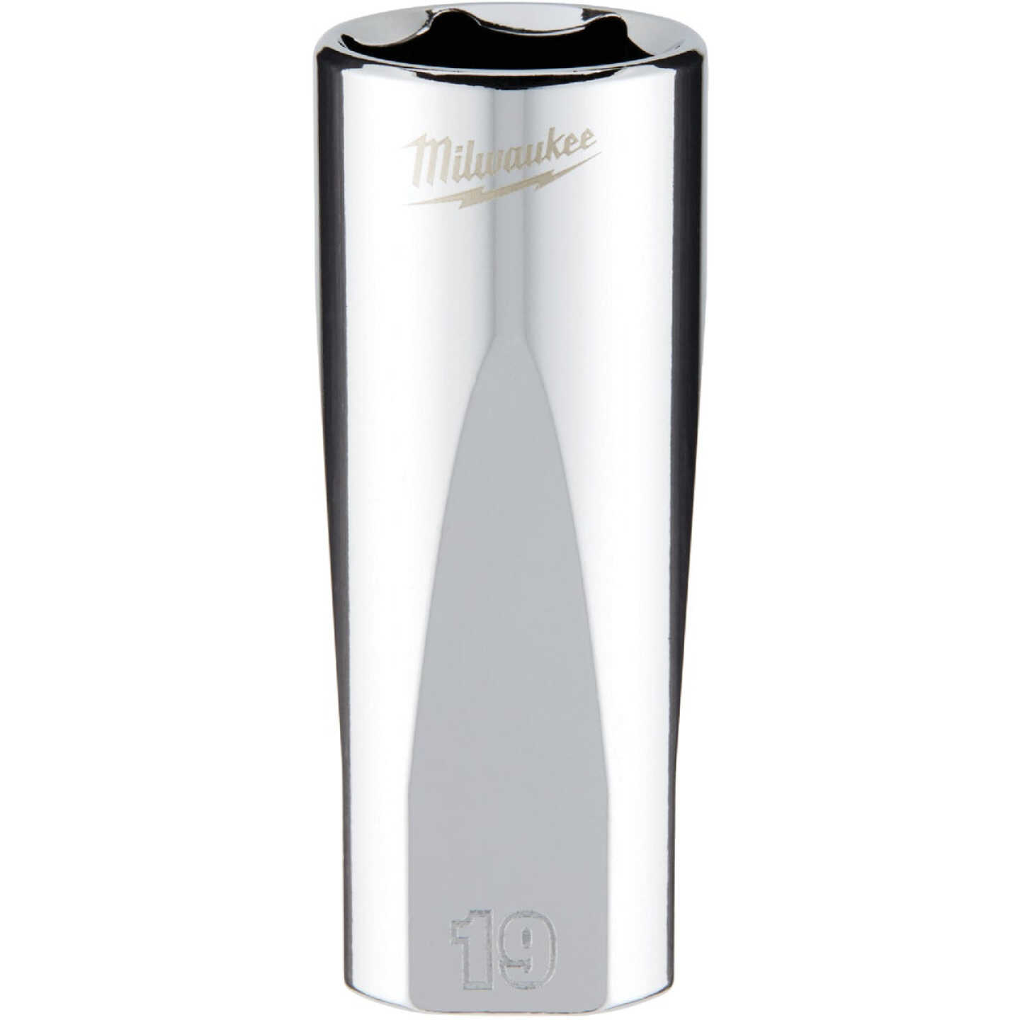 Milwaukee 3/8 In. Drive 19 mm 6-Point Deep Metric Socket with FOUR FLAT Sides Image 1