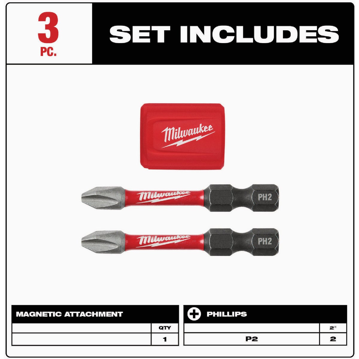 Milwaukee SHOCKWAVE Impact Duty Magnetizer Attachment with (2) PH2 Bits Image 4
