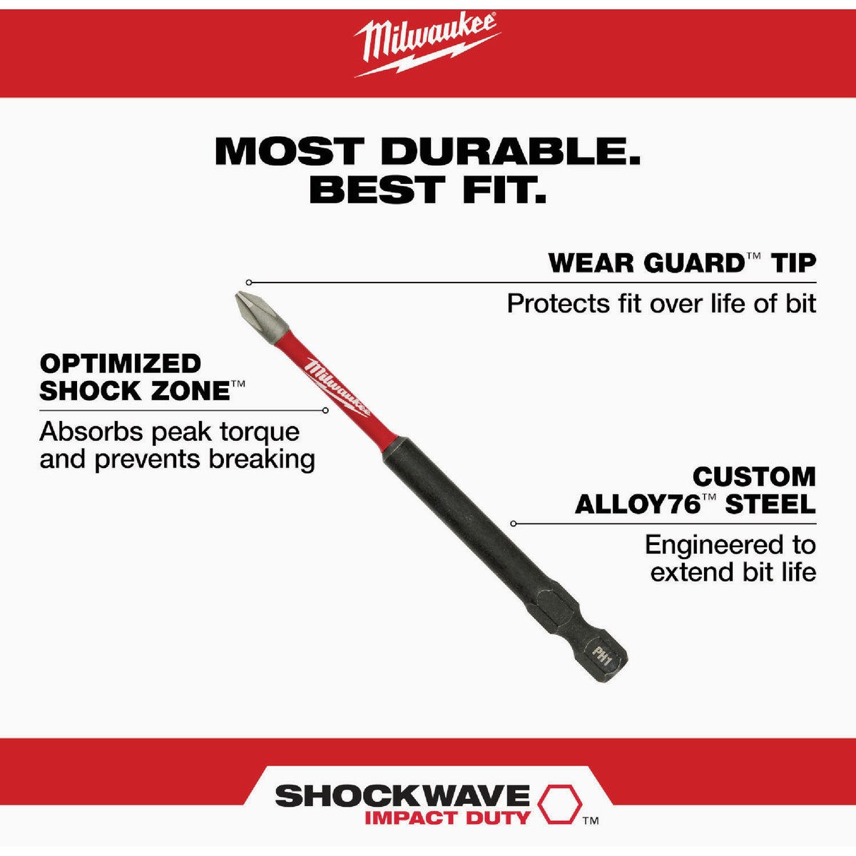 Milwaukee SHOCKWAVE Impact Duty Magnetizer Attachment with (2) PH2 Bits Image 6