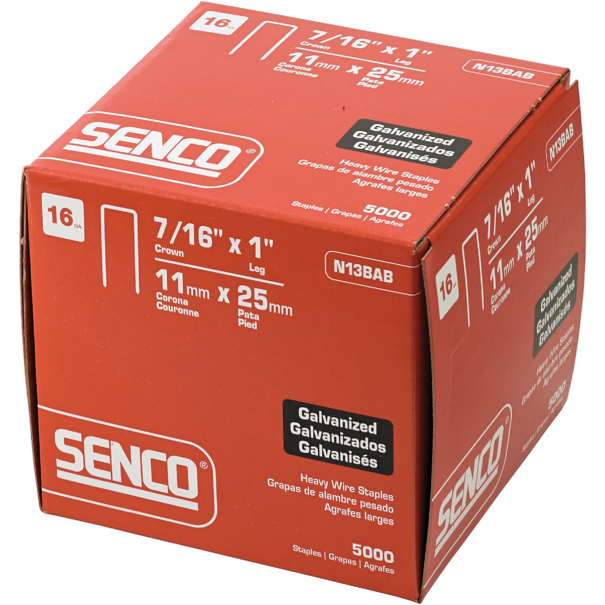 Senco 16-Gauge Galvanized Heavy Wire Decking Staples, 7/16 In. x 1 In. (5000 Ct.) Image 2