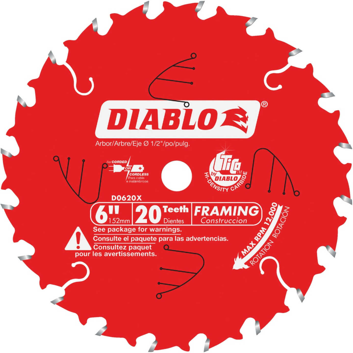Diablo 6 In. 20-Tooth Framing Circular Saw Blade Image 1
