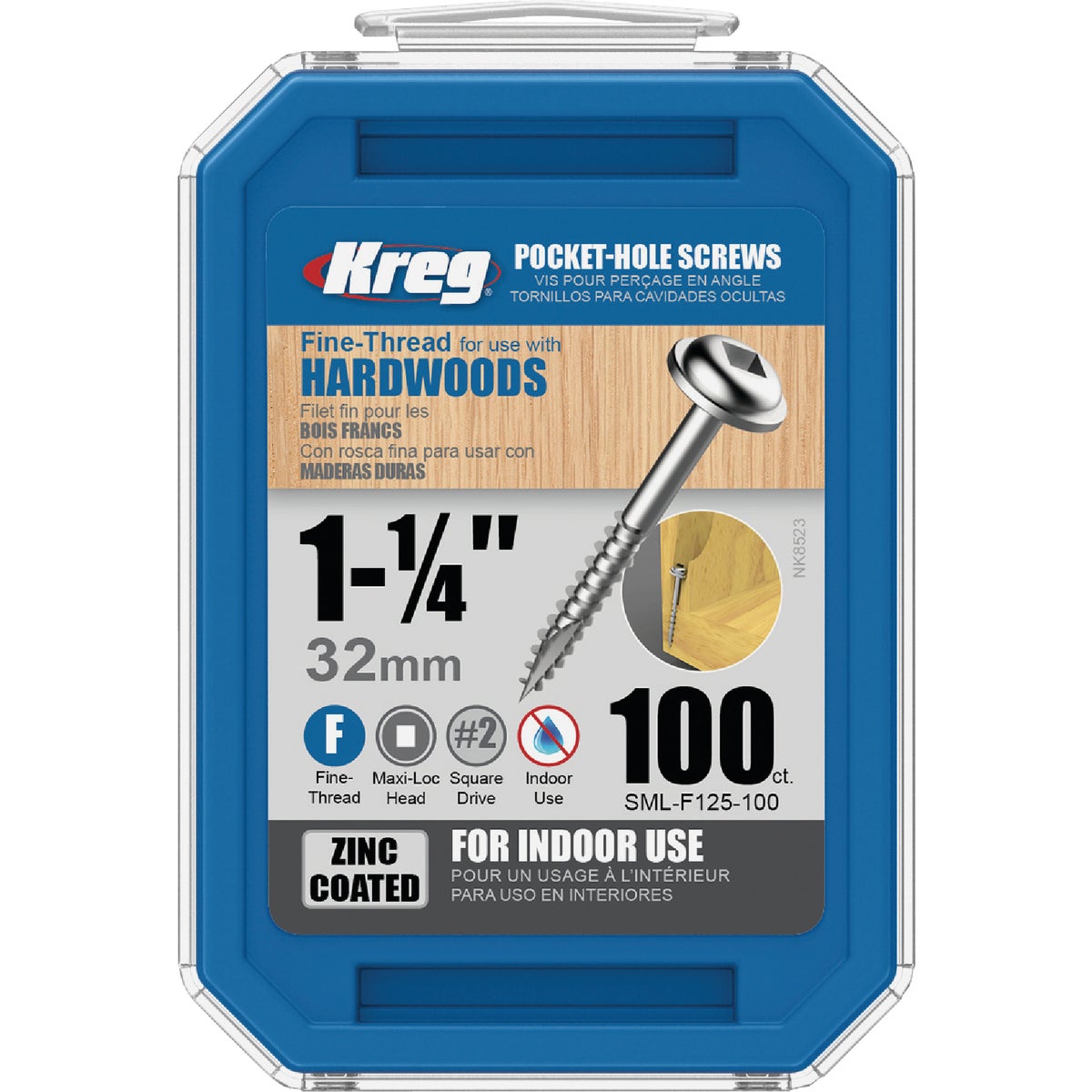 Kreg #7 x 1-1/4 In. Square Fine Thread Maxi-Loc Head Zinc Pocket-Hole Screw (100 Ct.) Image 4