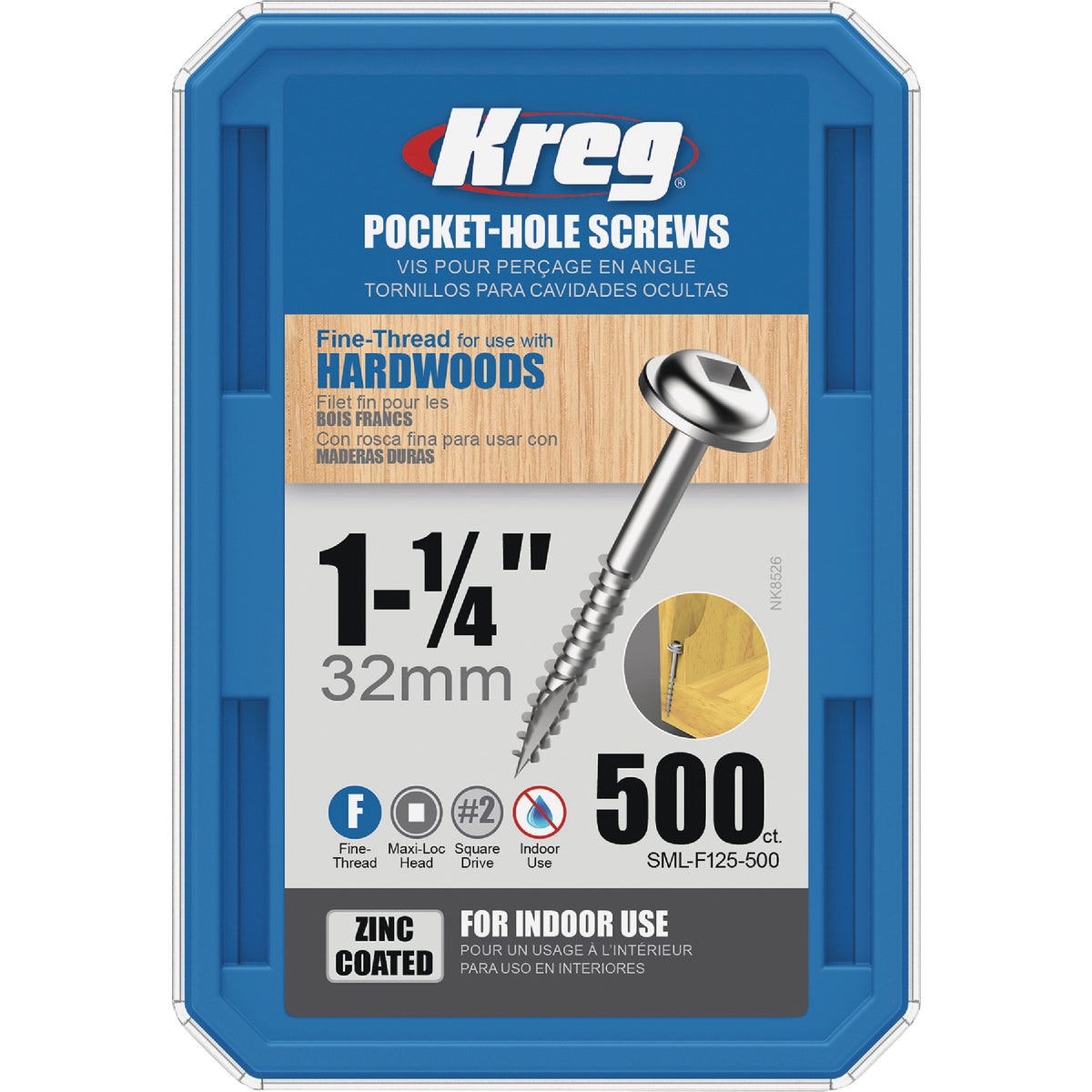 Kreg #7 x 1-1/4 In. Square Fine Thread Maxi-Loc Head Zinc Pocket-Hole Screw (500 Ct.) Image 4