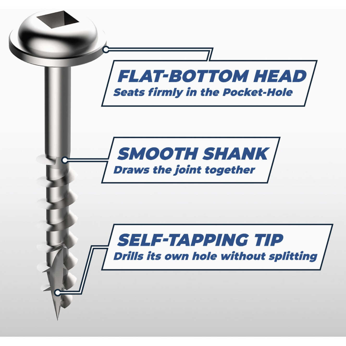 Kreg #8 x 2 In. Square Coarse Thread Maxi-Loc Head Zinc Pocket-Hole Screw (50 Ct.) Image 3