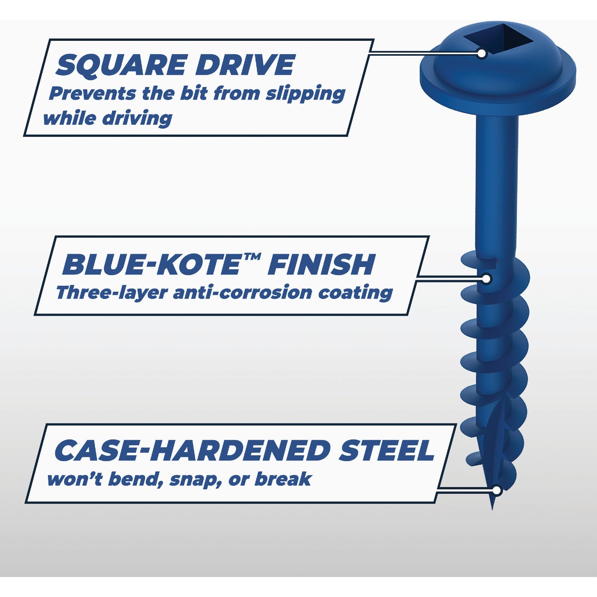 Kreg Blue-Kote #8 x 2-1/2 In. Square Coarse Thread Maxi-Loc Head Pocket-Hole Screw (50 Ct.) Image 3
