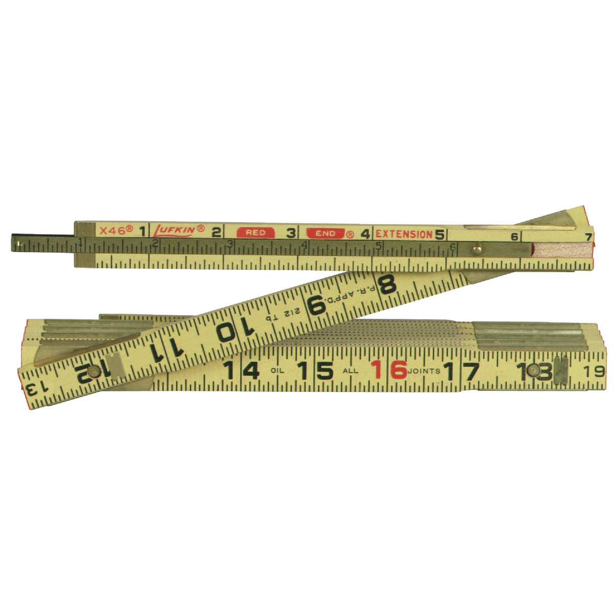 Crescent Lufkin Red End 6 Ft. x 5/8 In. Wood Folding Rule, with Two 6 In. Slide Extensions