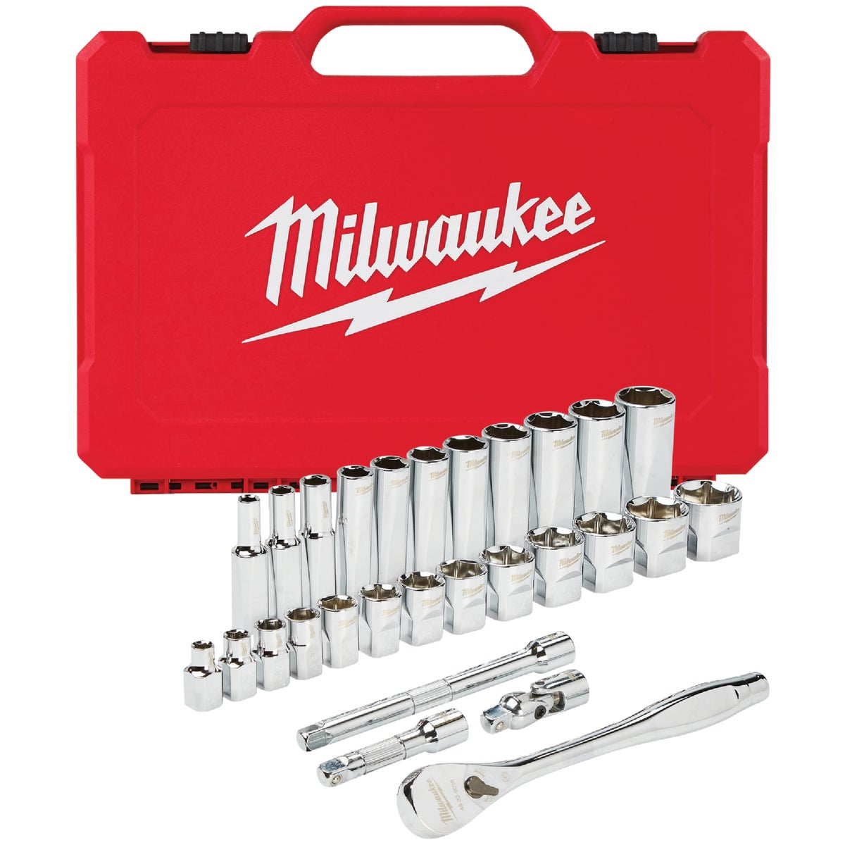 Milwaukee Standard 3/8 In. Drive 6-Point Ratchet & Socket Set (28-Piece) Image 1