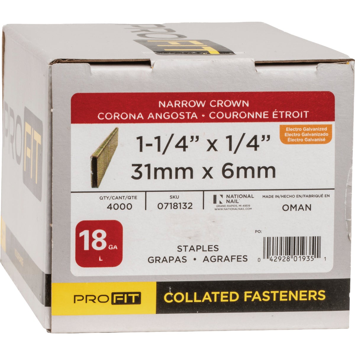 Pro-Fit 1/4 In. x 1-1/4 In. 18 Gauge Electro Galvanized L-Style Narrow Crown Staple (4000 Ct.) Image 2