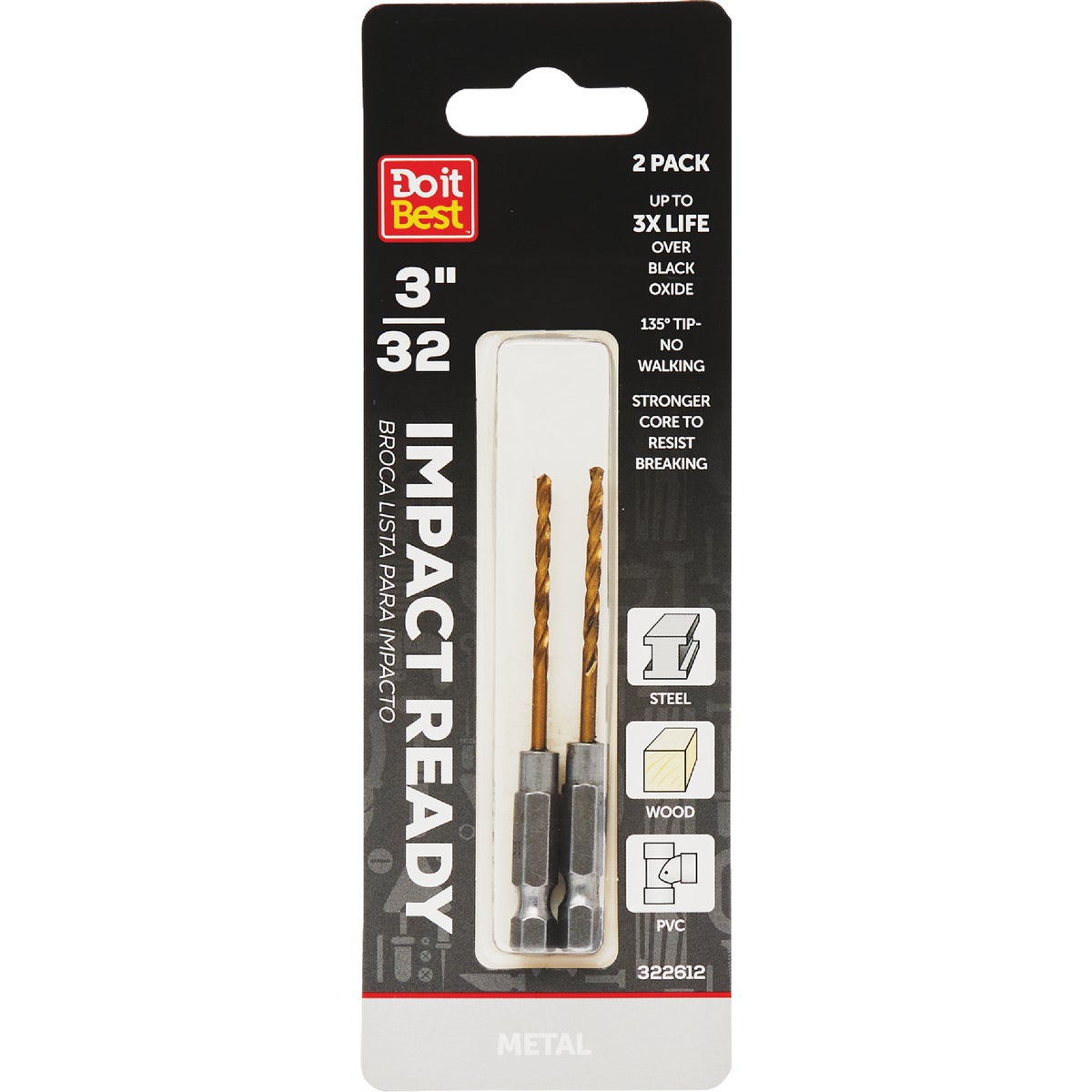 Do it Best 3/32 In. Impact Ready Titanium Hex Shank Drill Bit (2-Pack)