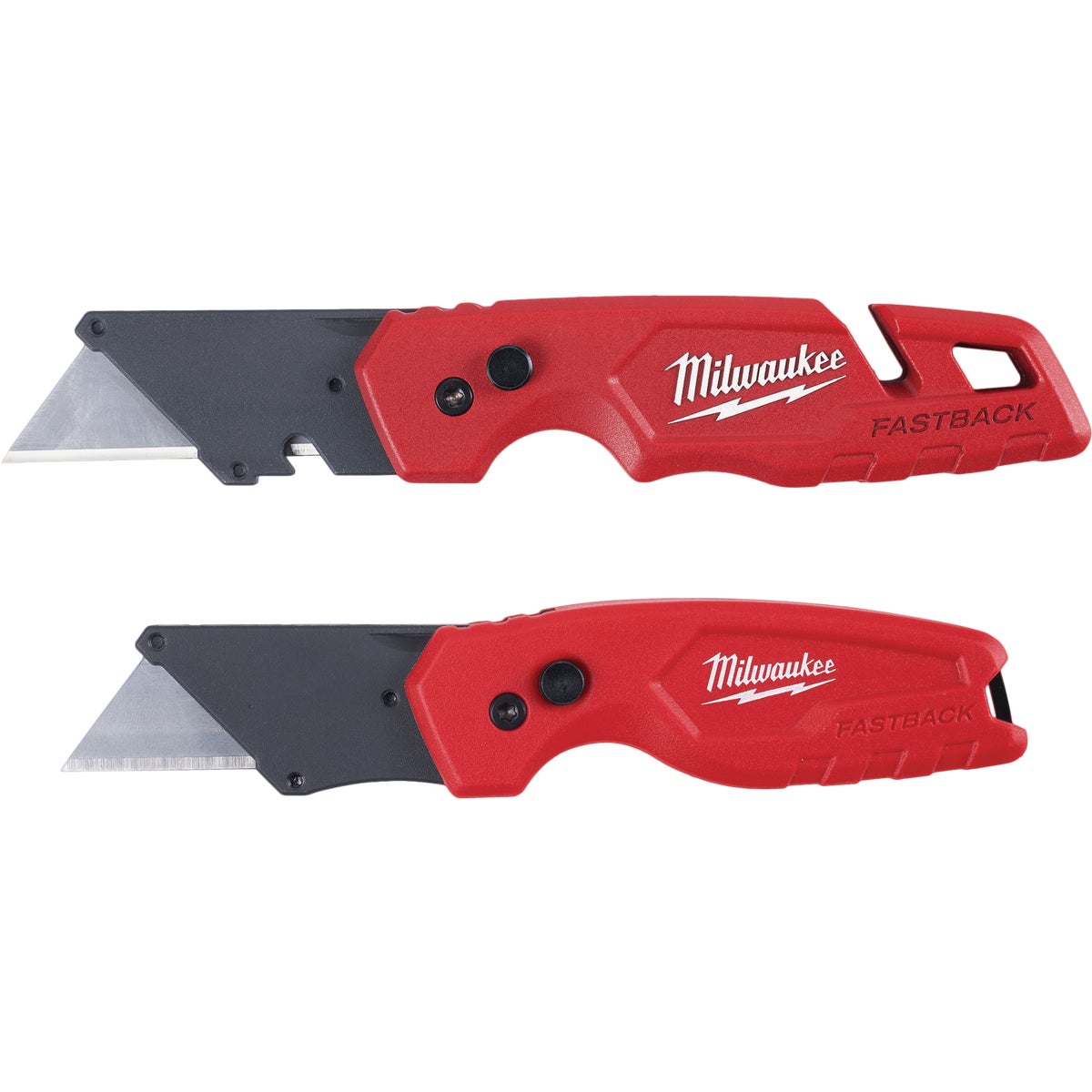 Milwaukee FASTBACK Folding Utility Knife with Storage & Compact Folding Utility Knife (2-Pack)