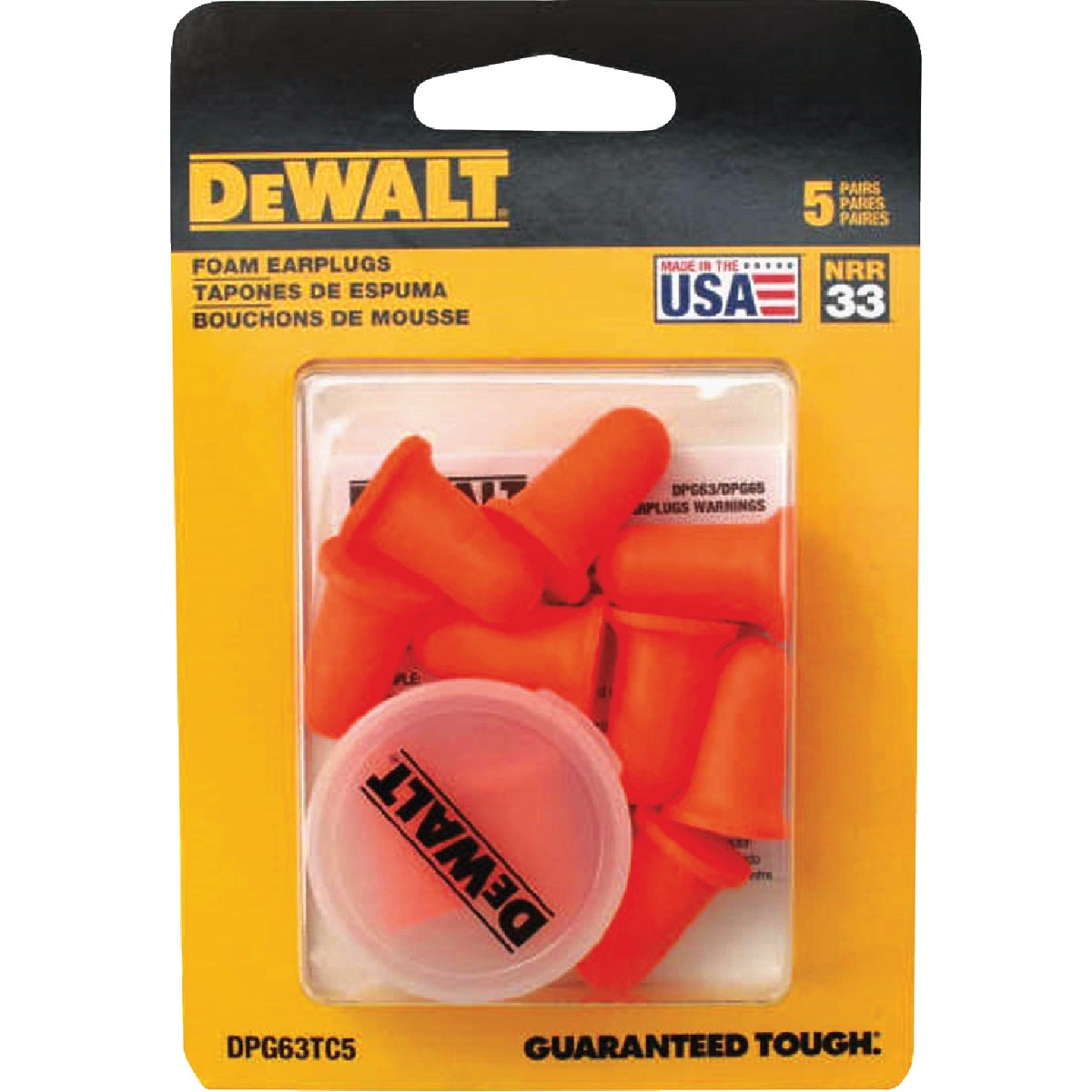 DEWALT NRR 33 dB Orange Foam Disposable Earplugs (50-Pair) Image 2