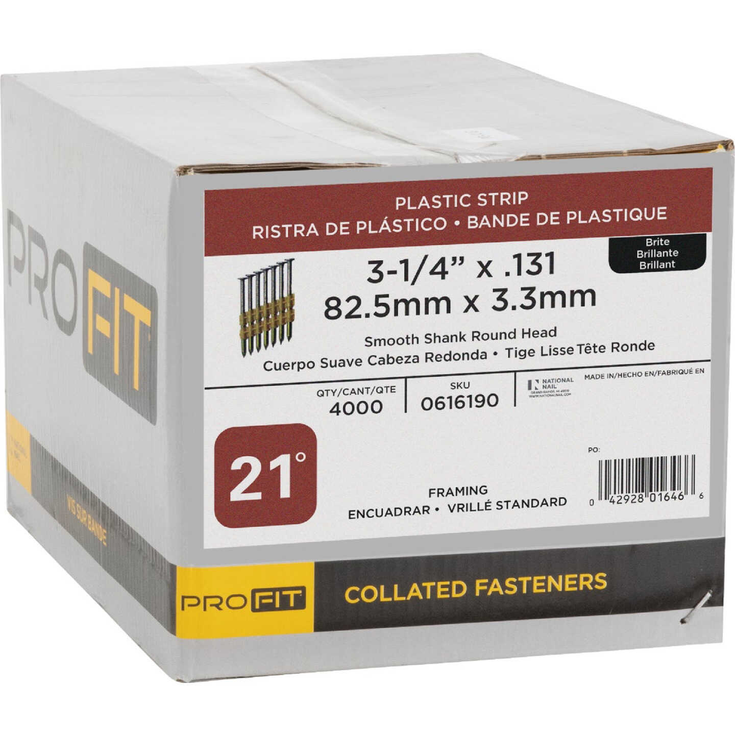 Pro-Fit 3-1/4 In. x 0.131 In. 21 Degree Plastic Strip Round Head Smooth Shank Brite Framing Stick Nails (4000 Ct.) Image 2