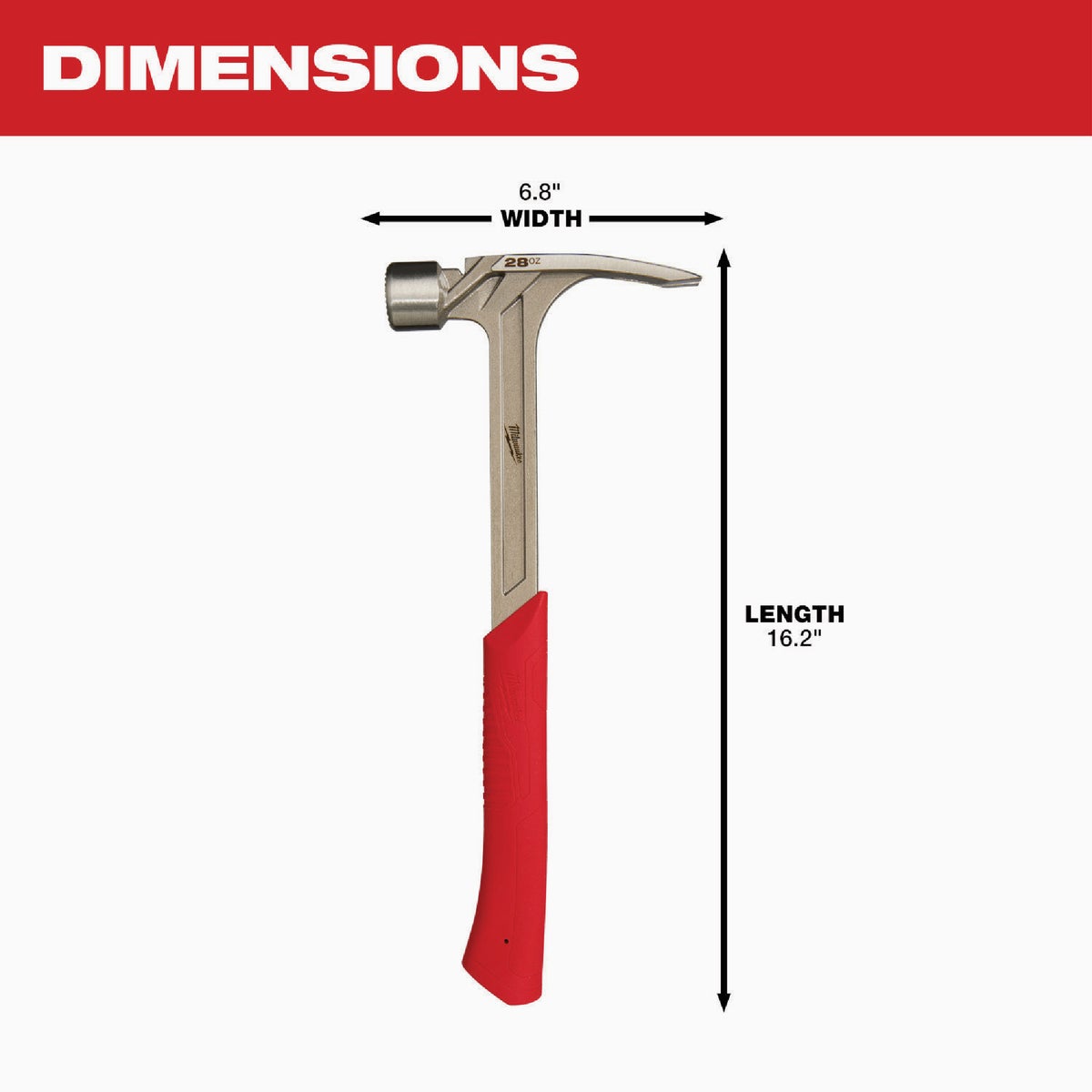 Milwaukee 28 Oz. Milled-Face Framing Hammer with Steel I-Beam Handle Image 4