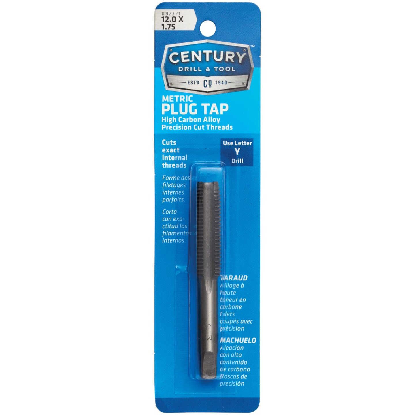 Century Drill & Tool 12.0x1.75 Carbon Steel Metric Tap Image 1