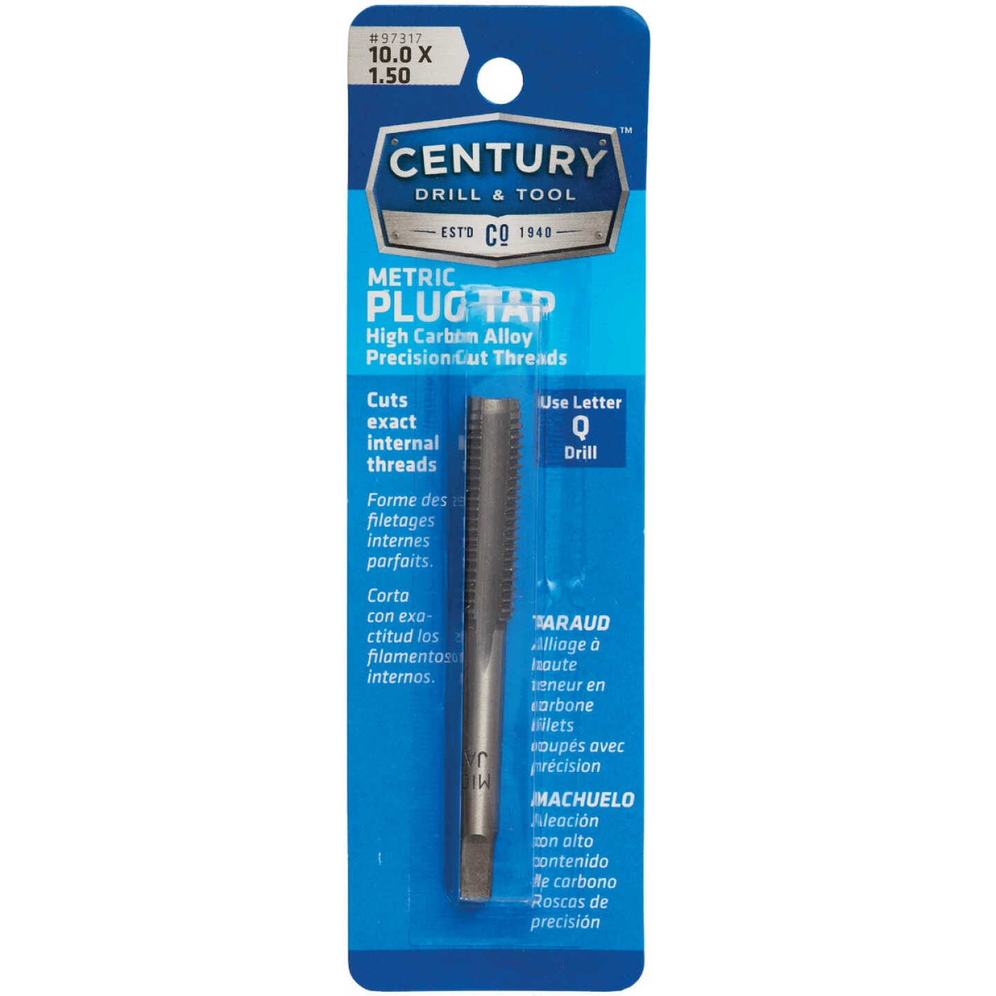 Century Drill & Tool 10.0x1.50 Carbon Steel Metric Tap Image 1