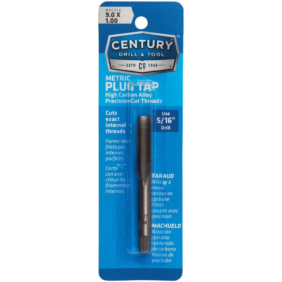 Century Drill & Tool 9.0x1.00 Carbon Steel Metric Tap Image 1