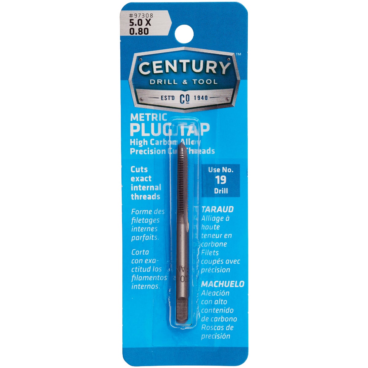 Century Drill & Tool 5.0x0.80 Carbon Steel Metric Tap Image 1